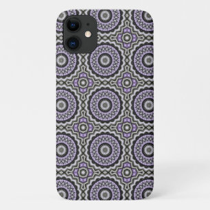 Silver Grey And Lilac Bold Circle Pattern iPhone 11 Case