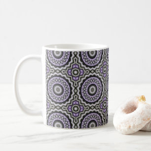 Silver Grey And Lilac Bold Circle Pattern Coffee Mug