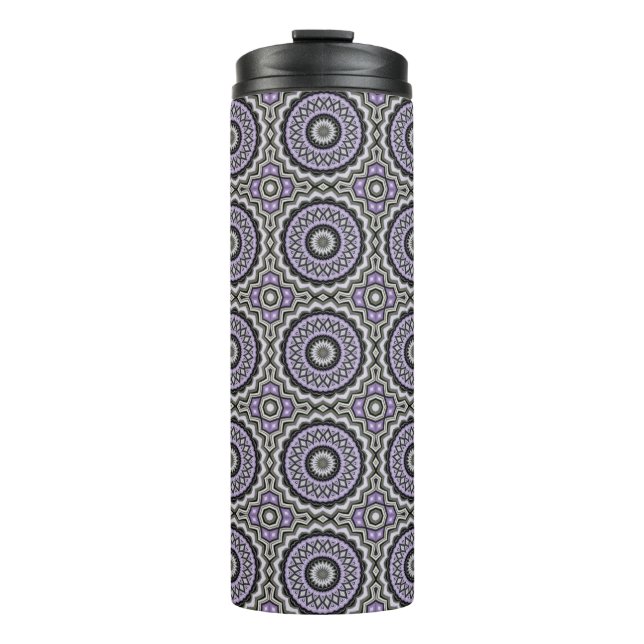 Silver Grey And Lilac Bold Circle Pattern Thermal Tumbler (Front)