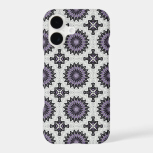 Silver Grey and Lilac Bold Repeat Tile Pattern