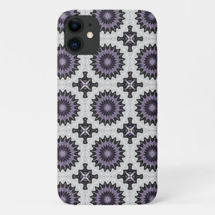 Silver Grey and Lilac Bold Repeat Tile Pattern iPhone 11 Case