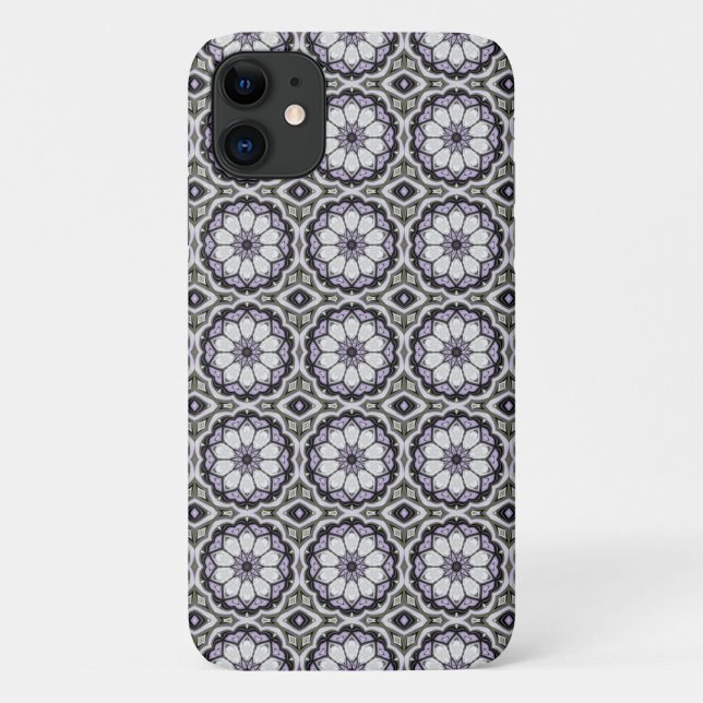 Silver Grey and Lilac Floral Pattern Case-Mate iPhone Case (Back)