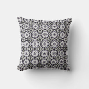 Silver Grey and Lilac Floral Pattern Cushion
