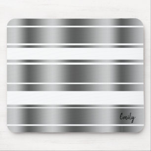 Silver-grey And White Stripes Pattern Mouse Pad