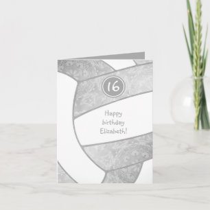 silver grey artsy volleyball sports birthday card