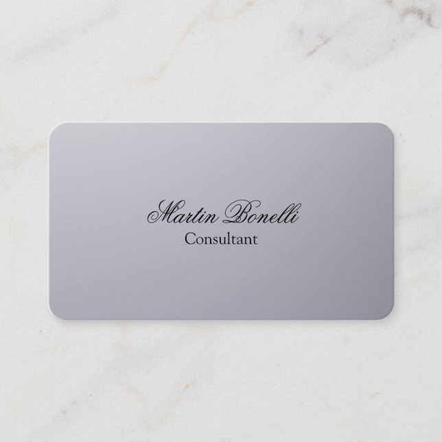 Silver Grey Background Classical Business Card (Front)