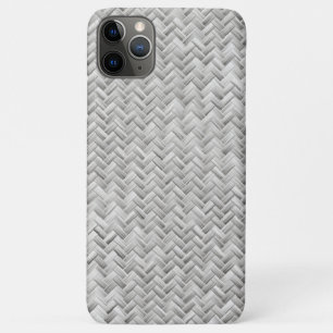 Silver Grey Basket Weave Geometric Pattern iPhone 11 Pro Max Case