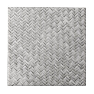 Silver Grey Basket Weave Geometric Pattern Tile