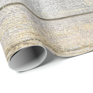 Silver Grey Beach Champaign Gold Wood Rustic Wrapping Paper