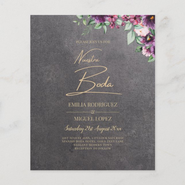 Silver Grey Berry Floral Wedding Winter Fall Flyer (Front)