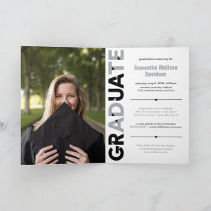 Silver Grey Big Bold Angle-Cut Letters Graduation Invitation