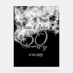 Silver grey black 30th wedding anniversary glitter acrylic sign