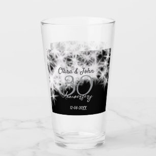 Silver grey black 30th wedding anniversary glitter glass