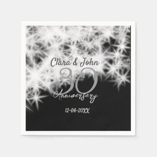 Silver grey black 30th wedding anniversary glitter napkin