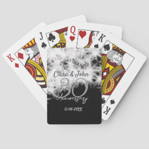 Silver grey black 30th wedding anniversary glitter playing cards