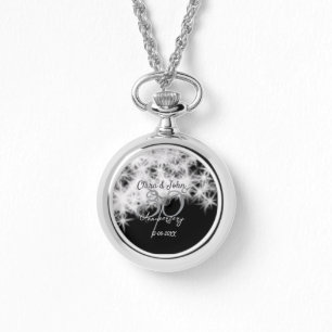 Silver grey black 30th wedding anniversary glitter watch