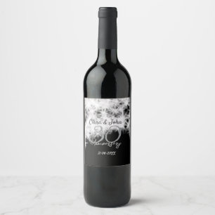 Silver grey black 30th wedding anniversary glitter wine label