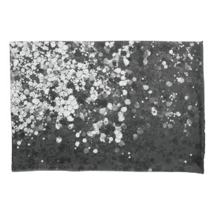 Silver Grey Black Glitter Glam #1 Pillowcase