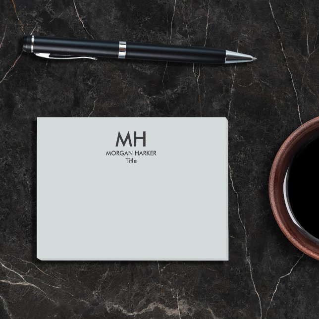 Silver Grey Black Minimal Clean Initials Post-it Notes (Creator Uploaded)