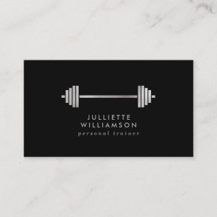 Silver Grey & Black Personal Trainer Social Media Business Card