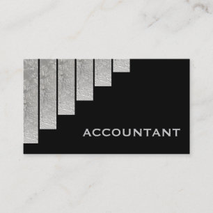 Silver grey, black vertical stripes accountant business card