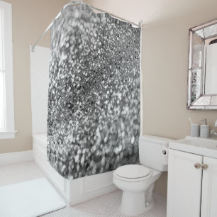 Silver Grey Bokeh Glitter #1 (Faux Glitter) #decor Shower Curtain