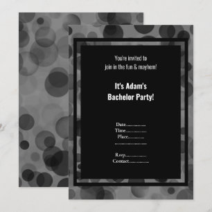Silver Grey Bokeh Masculine Bachelor Party Invitation