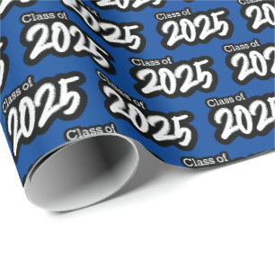 Silver Grey Bold Brush Class of 2025 Wrapping Paper