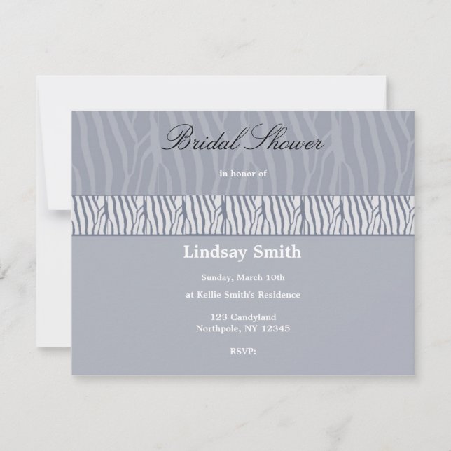 Silver Grey Bridal Shower Invitation (Front)