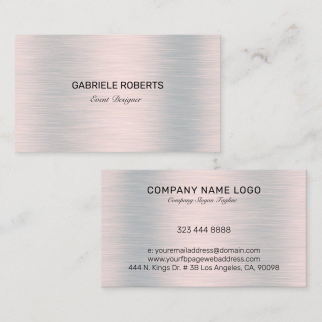 Silver grey brushed faux aluminium business card (Front/Back)