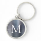 Silver Grey Brushed Metal Girly Script Monogram