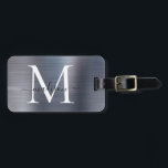 Silver Grey Brushed Metal Script Monogram Cute Luggage Tag<br><div class="desc">Luxury Silver Grey Brushed Metal Script Monogram Cute Bag Tag</div>
