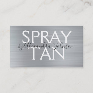 Silver - Grey Brushed Metal Spray Tan Business Card