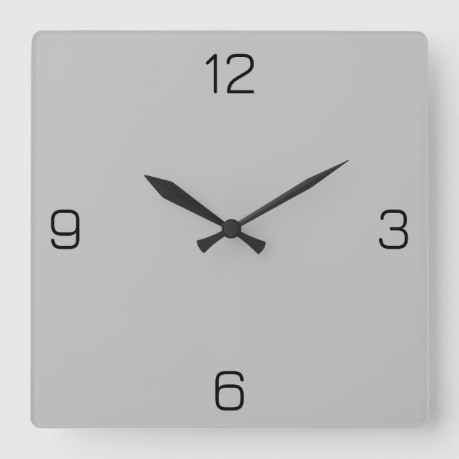 Silver Grey C0C0C0 Colour - Option to Add Name Square Wall Clock (Front)