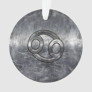 Silver Grey Cancer Zodiac Sign in Distressed Style Ornament