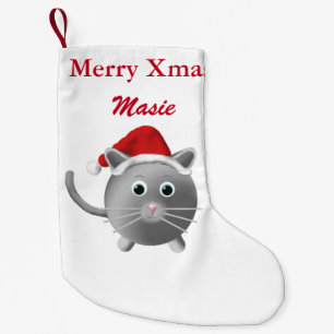 Silver Grey Cat Christmas Stocking