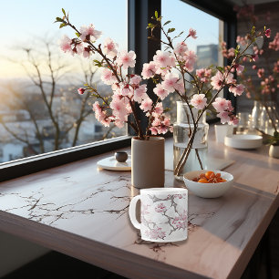 Silver Grey Cherry Blossom Elegance Large Coffee Mug