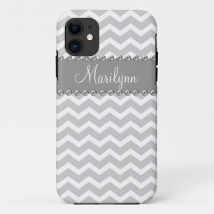 Silver Grey Chevron Chic Rhinestone BLING Case