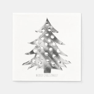 Silver Grey Christmas Tree Elegant Modern Napkin