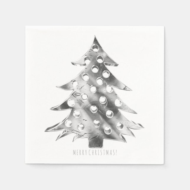 Silver Grey Christmas Tree Elegant Modern Napkin (Front)