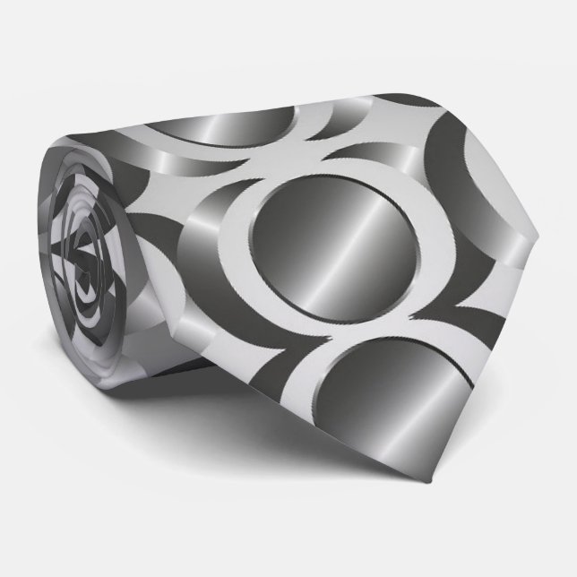 Silver Grey Circle Metallic Look Tree Skirts Tie (Rolled)