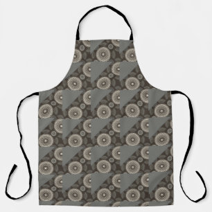 Silver Grey Circles Abstract Apron