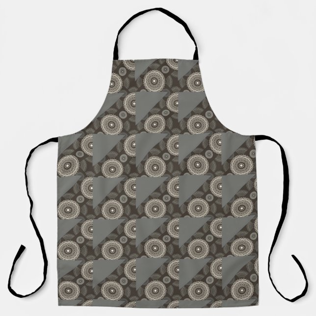 Silver Grey Circles Abstract Apron (Front)