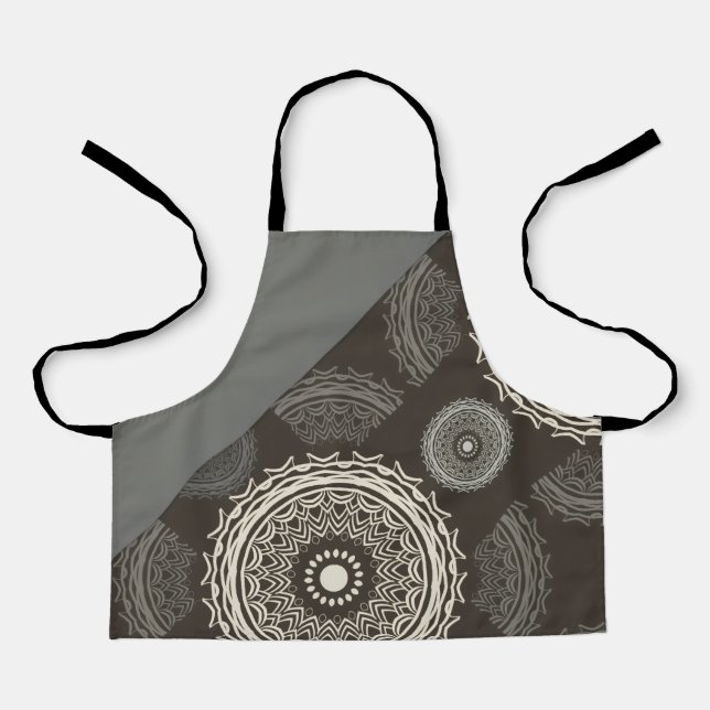 Silver Grey Circles Abstract Apron (Front)