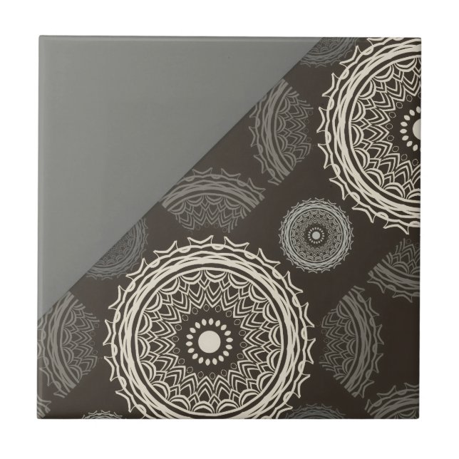 Silver Grey Circles Abstract Ceramic Tile (Front)