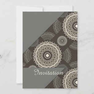 Silver Grey Circles Abstract Invitation