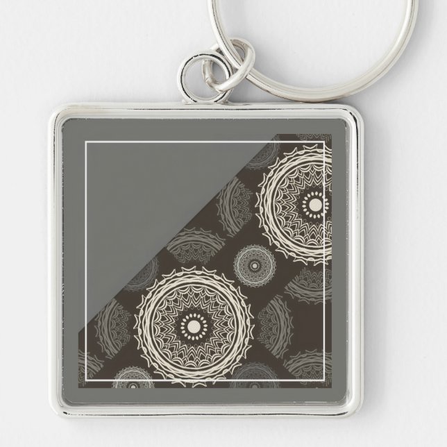 Silver Grey Circles Abstract Key Ring (Front)