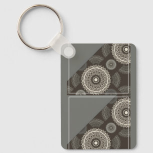 Silver Grey Circles Abstract Key Ring