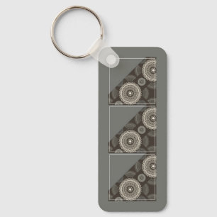 Silver Grey Circles Abstract Key Ring