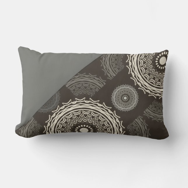 Silver Grey Circles Abstract Lumbar Cushion (Front)